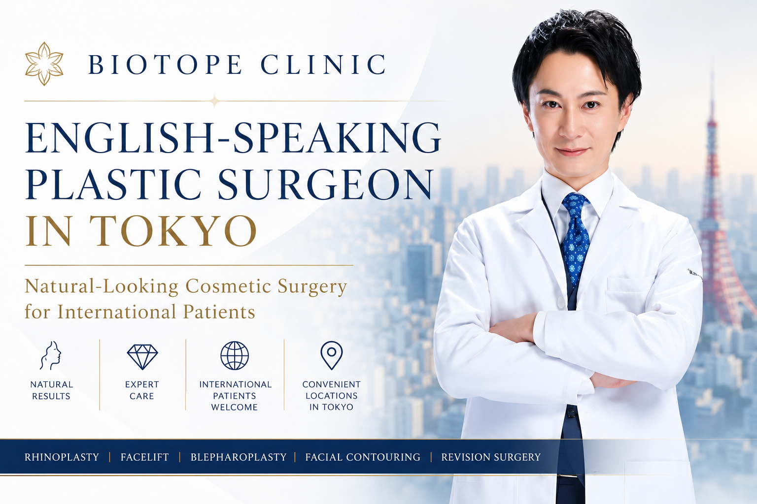 English-speaking plastic surgeon in Tokyo at BIOTOPE CLINIC for international patients