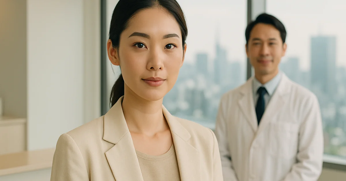 Dermatologist consultation with English-speaking doctor in Tokyo clinic examining patient skin