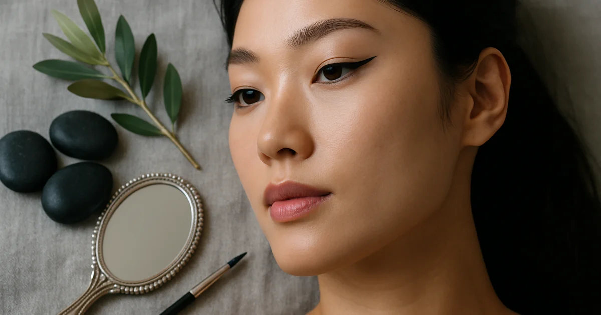Eyeliner artmake Tokyo procedure showing semi-permanent makeup application on upper eyelid
