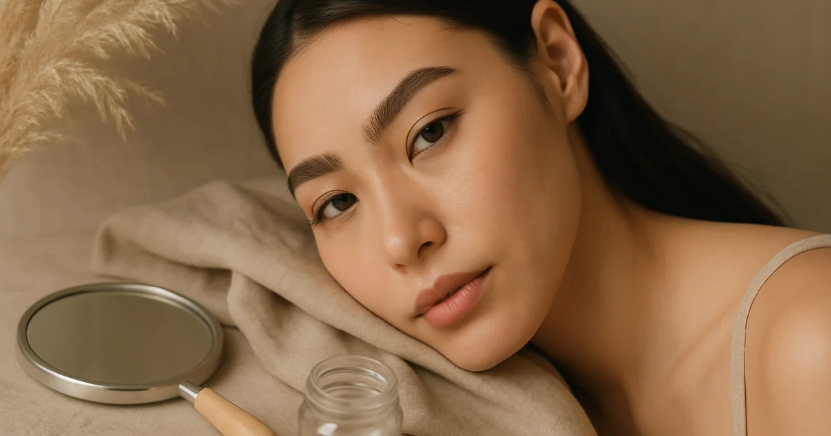 Artmake eyebrow pigmentation procedure showing needle application during semi-permanent cosmetic treatment