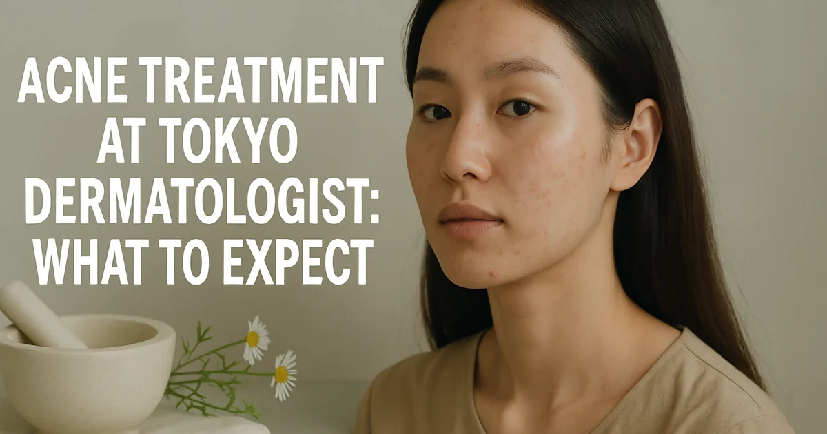 Dermatologist performing acne consultation and skin assessment at Tokyo clinic