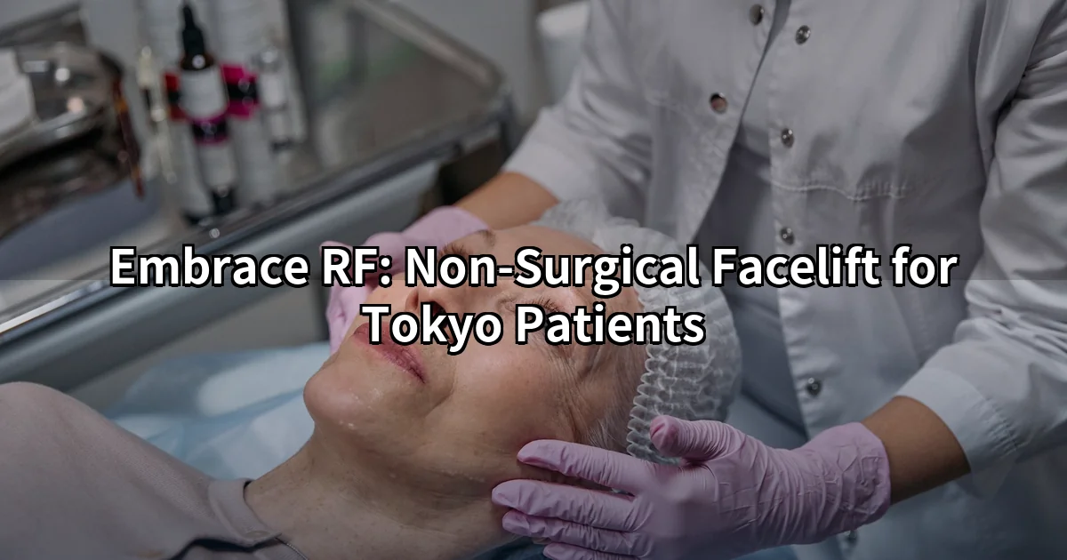 Embrace RF radiofrequency non-surgical facelift treatment applied to patient's jawline and neck area