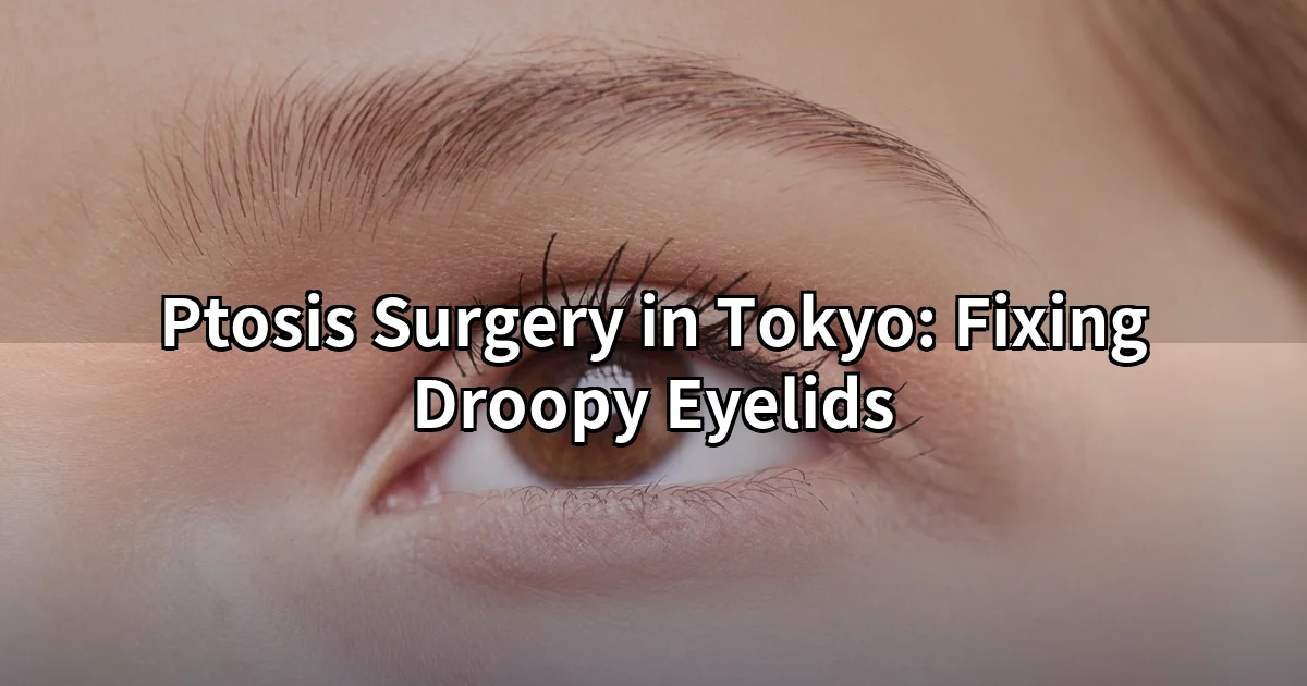 Ptosis correction surgery Tokyo — close-up of a droopy upper eyelid before treatment
