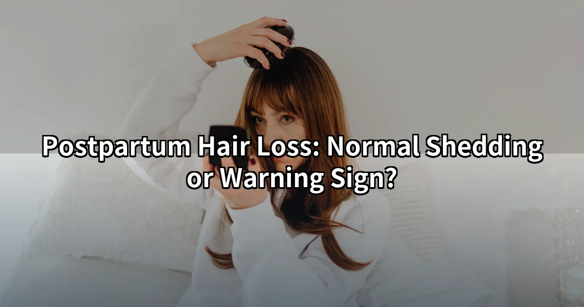 Postpartum hair loss — new mother checking shed hair on a hairbrush