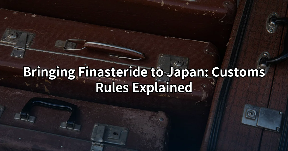 Finasteride tablets packed in a suitcase for travel through Japan customs