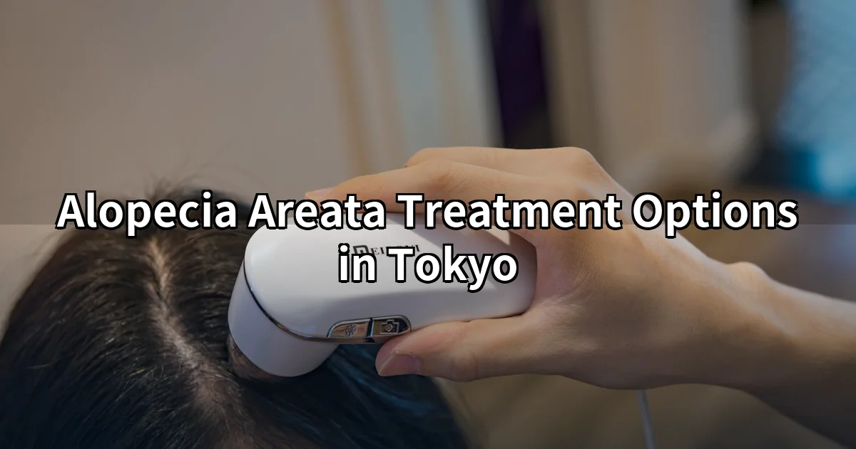 Dermatologist examining scalp during alopecia areata treatment consultation in Tokyo