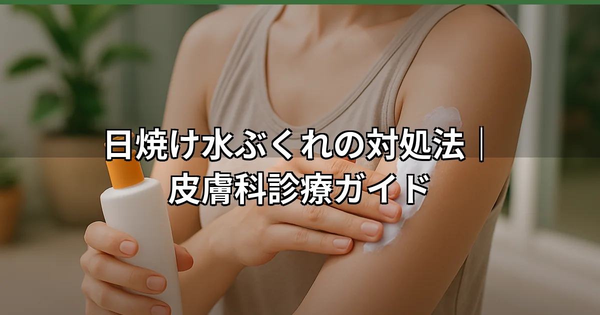 日焼けによる水ぶくれ対処の初期対応として、患部を冷たいタオルで冷却している状態を示す皮膚クローズアップ