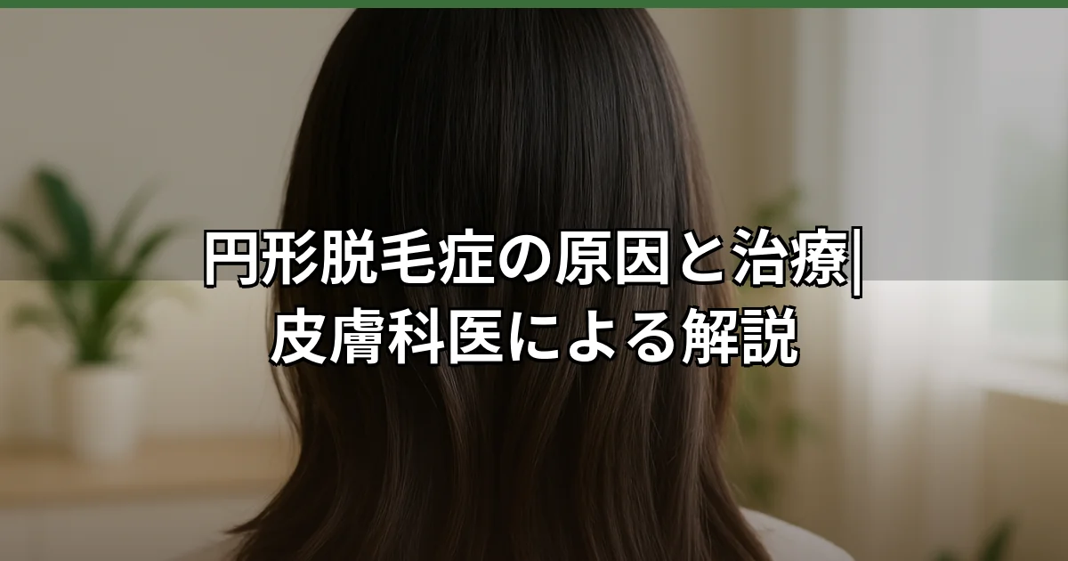 円形脱毛症の原因と治療について医学的知見を得る際、頭部の脱毛パターンを観察する医師の診察風景