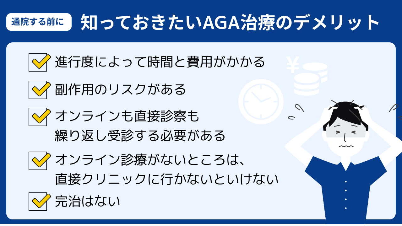 通院する前に知っておきたいAGA治療のデメリット