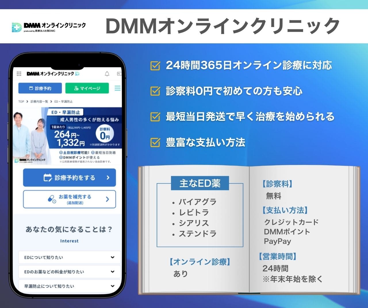 DMMオンラインクリニック たたない原因